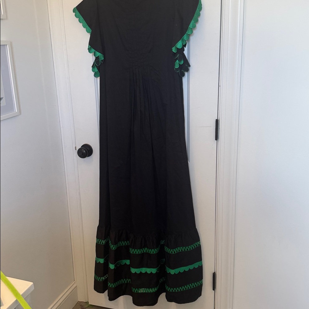 Cynthia Rowley Nairobi Kaftan Maxi Dress with Green Embroidery small - Picture 8 of 8